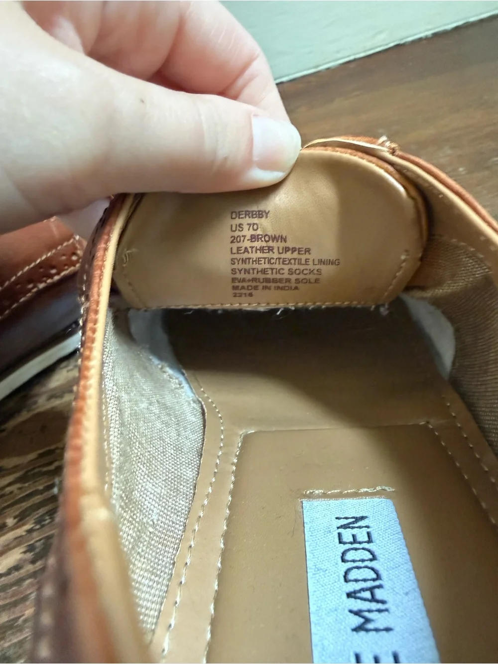 Steve Madden men’s leather Oxfords in brown size 7